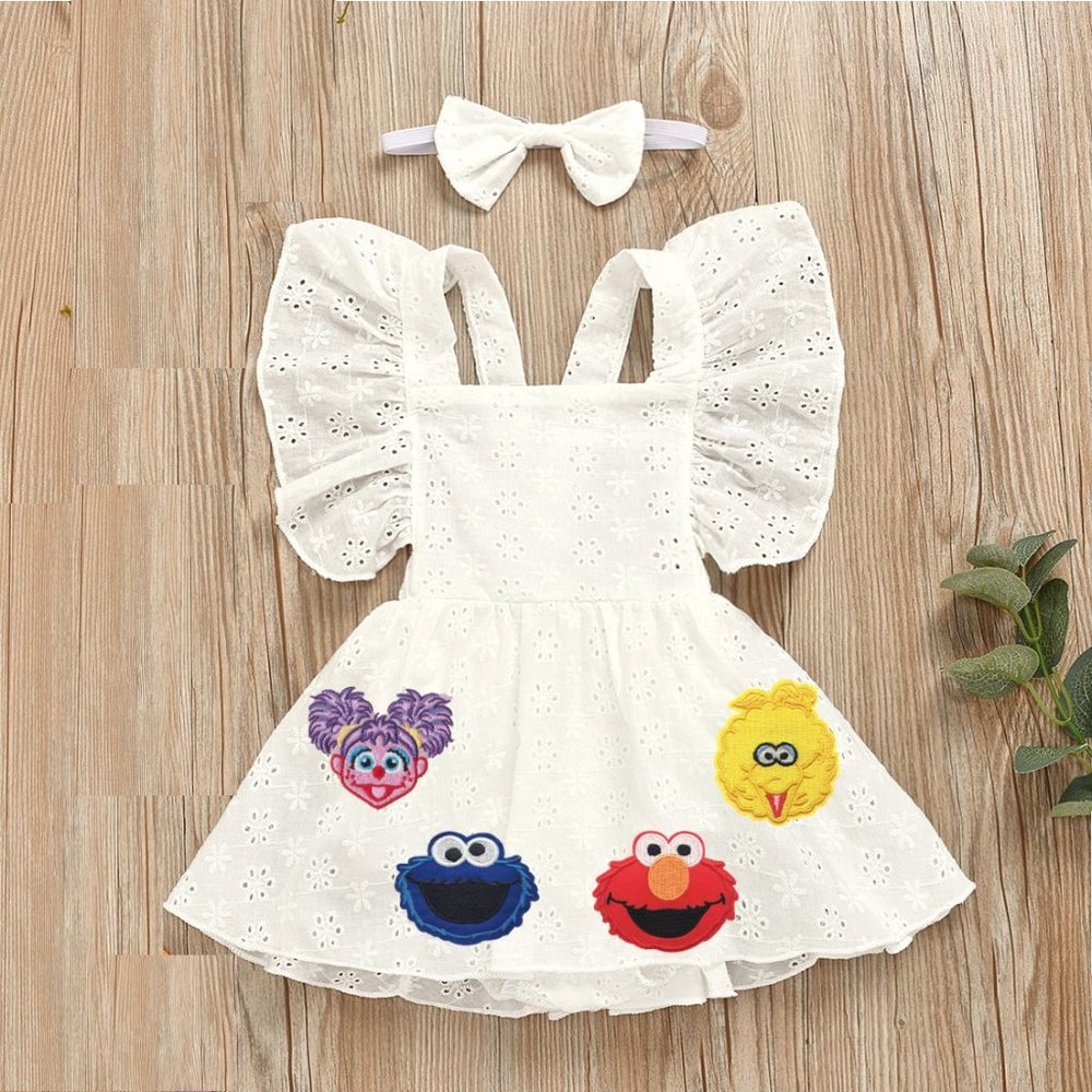 White Bodysuit with Sesame Street Characters